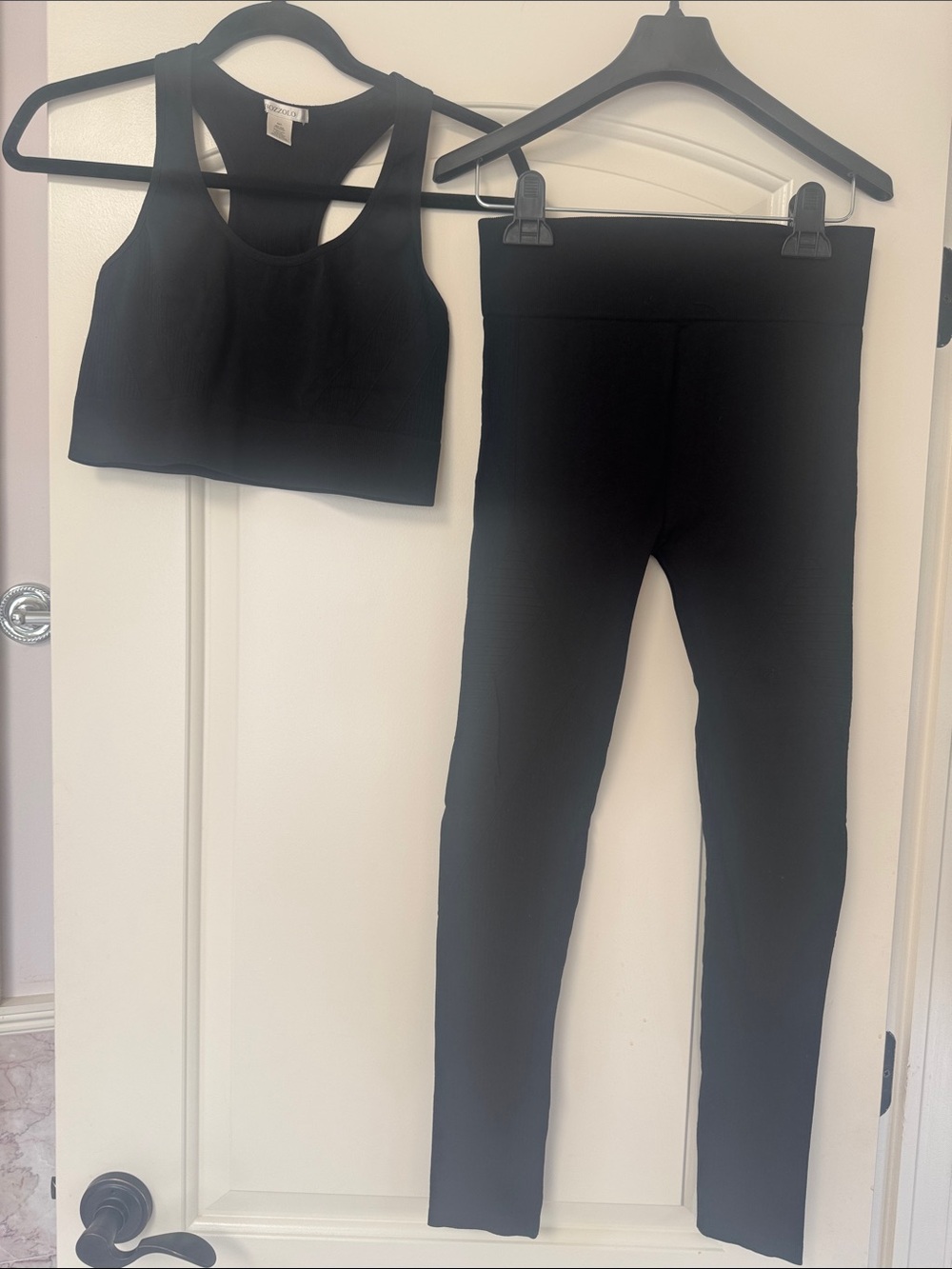 Bozzolo Black Track Pants & Matching Sports Bra Set